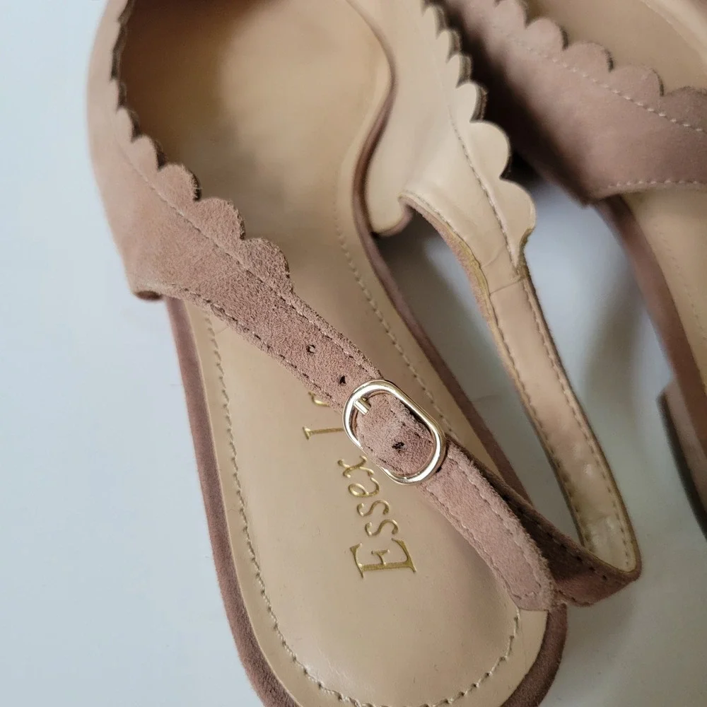 Essex Lane Taliah Slingback Flats 8M Point Toe Bow Vamp Coquette Quiet Luxury